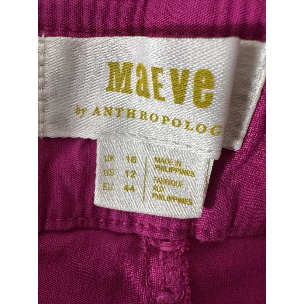 Anthropologie Maeve Colette‎ Sailor Shorts Women's Size 12 Hot Pink Stretch - Picture 4 of 9